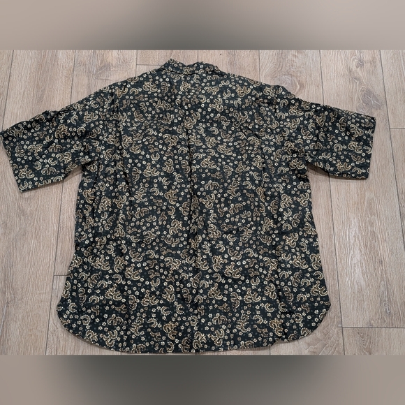 $390 Mens Isabel Marant "Labilio" Floral SS Button Up Shirt Black/Ochre Large - Picture 4 of 7